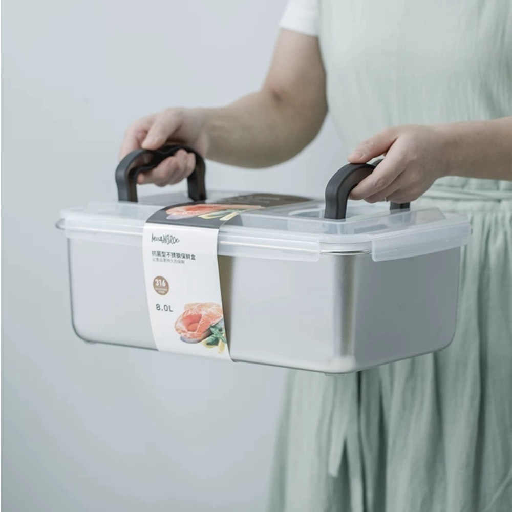 Large 6L 316 Stainless Steel Food Grade Storage Container Airtight Lid No Leak